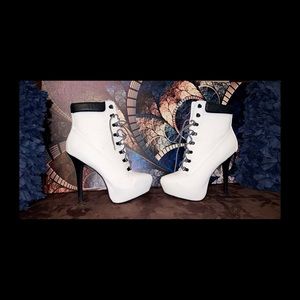 Stiletto Ankle Boots, Black & White, size 11